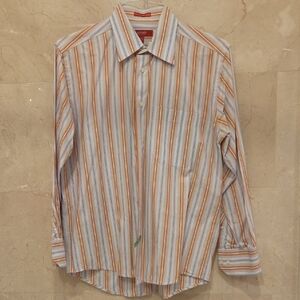 MEN'S REPORT COLLECTION BUTTON DOWN COLLARED DRESS SHIRT BLUE & ORANGE 15.5 $68